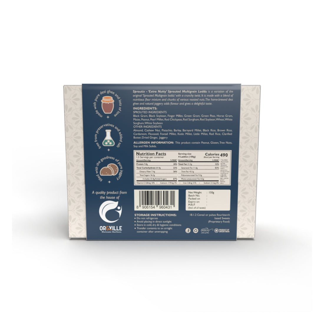 Sproutix Laddu - Extra Nutty Sprouted Multigrain Laddu (150g)