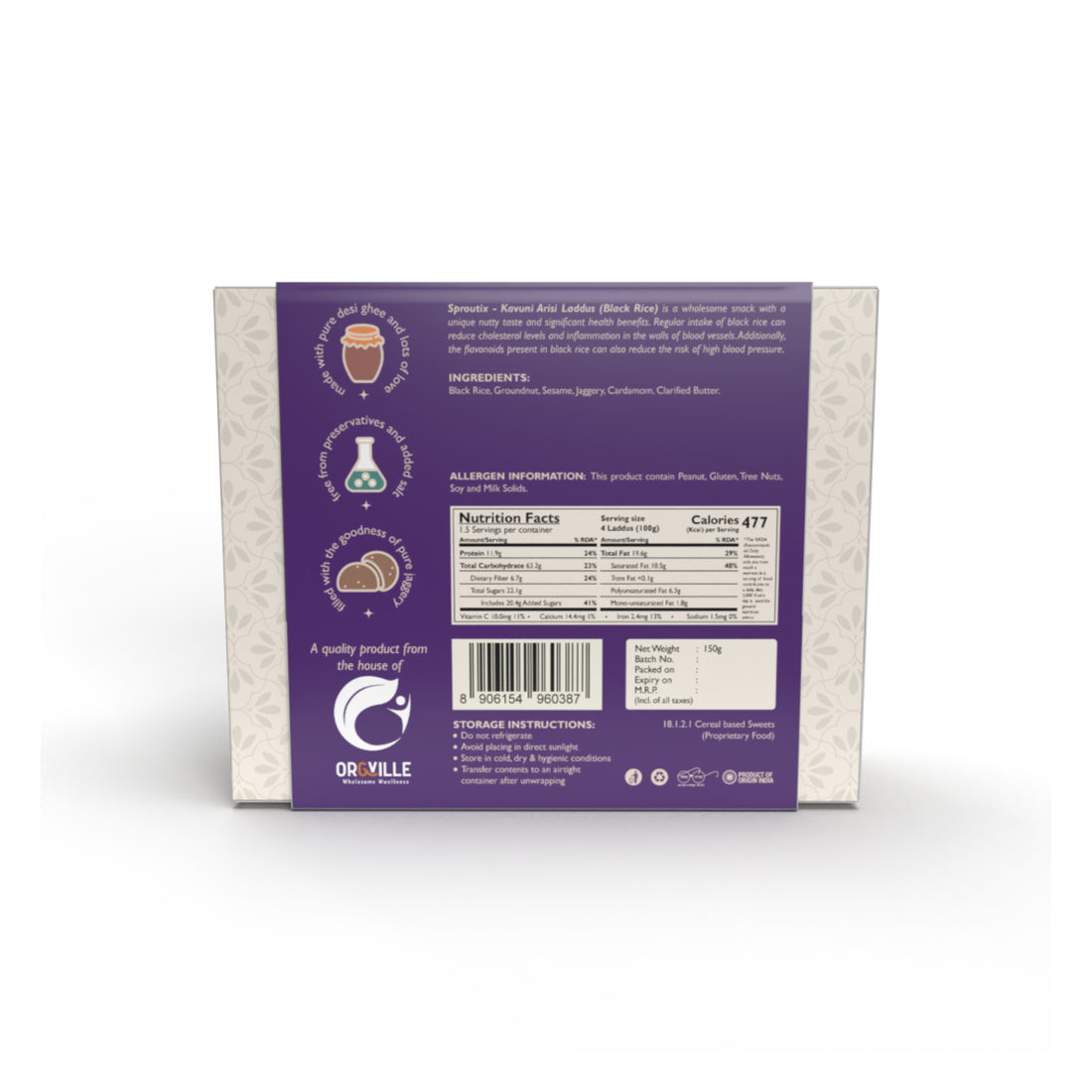 Sproutix Laddu - Kavuni Arisi Laddu (Black Rice) (150g)