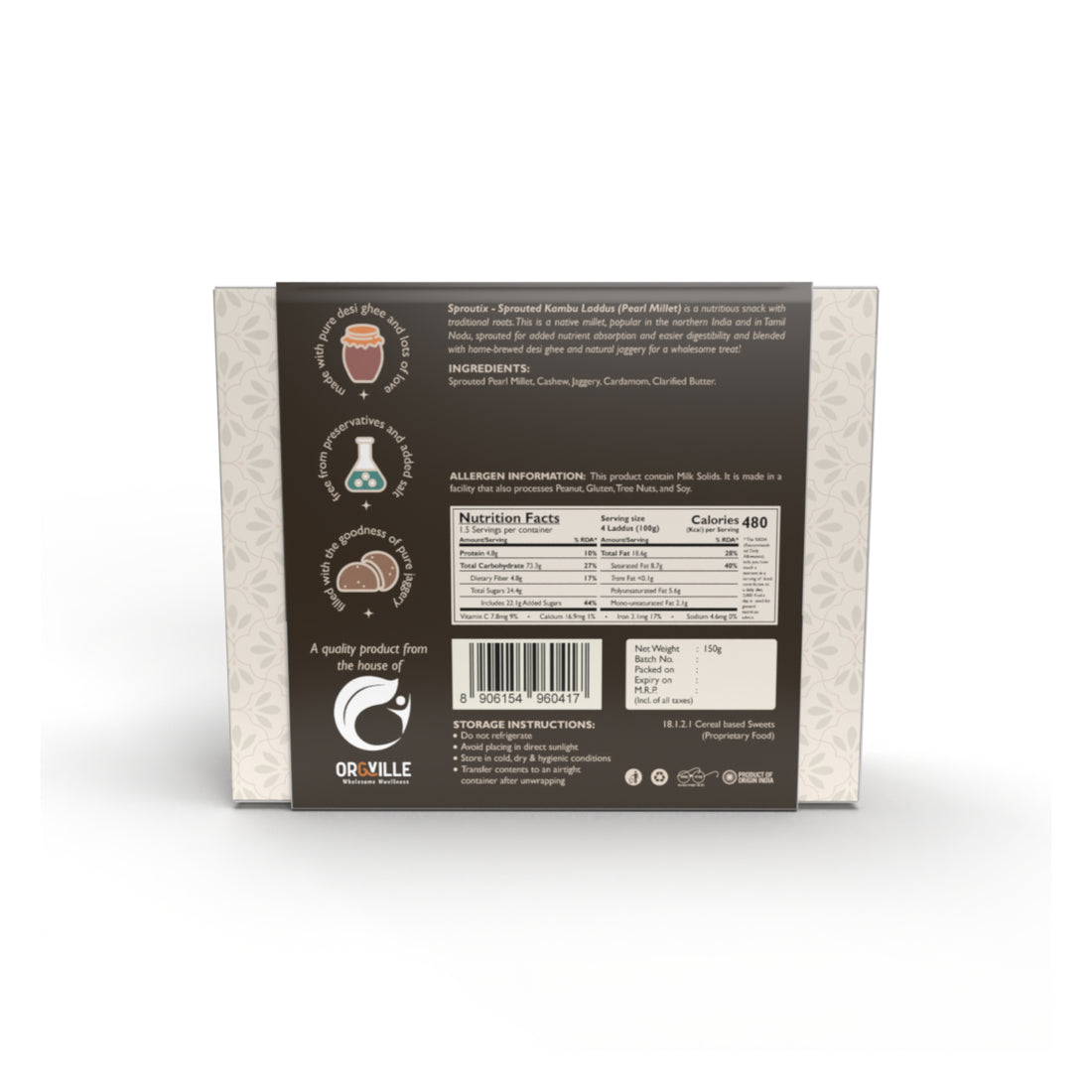 Sproutix Laddu - Sprouted Kambu Laddu (Pearl Millet) (150g)