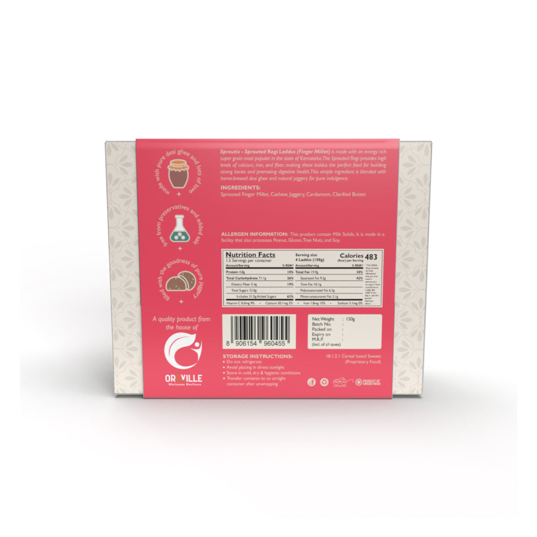 Sproutix Laddu - Sprouted Ragi Laddu (Finger Millet) (150g)